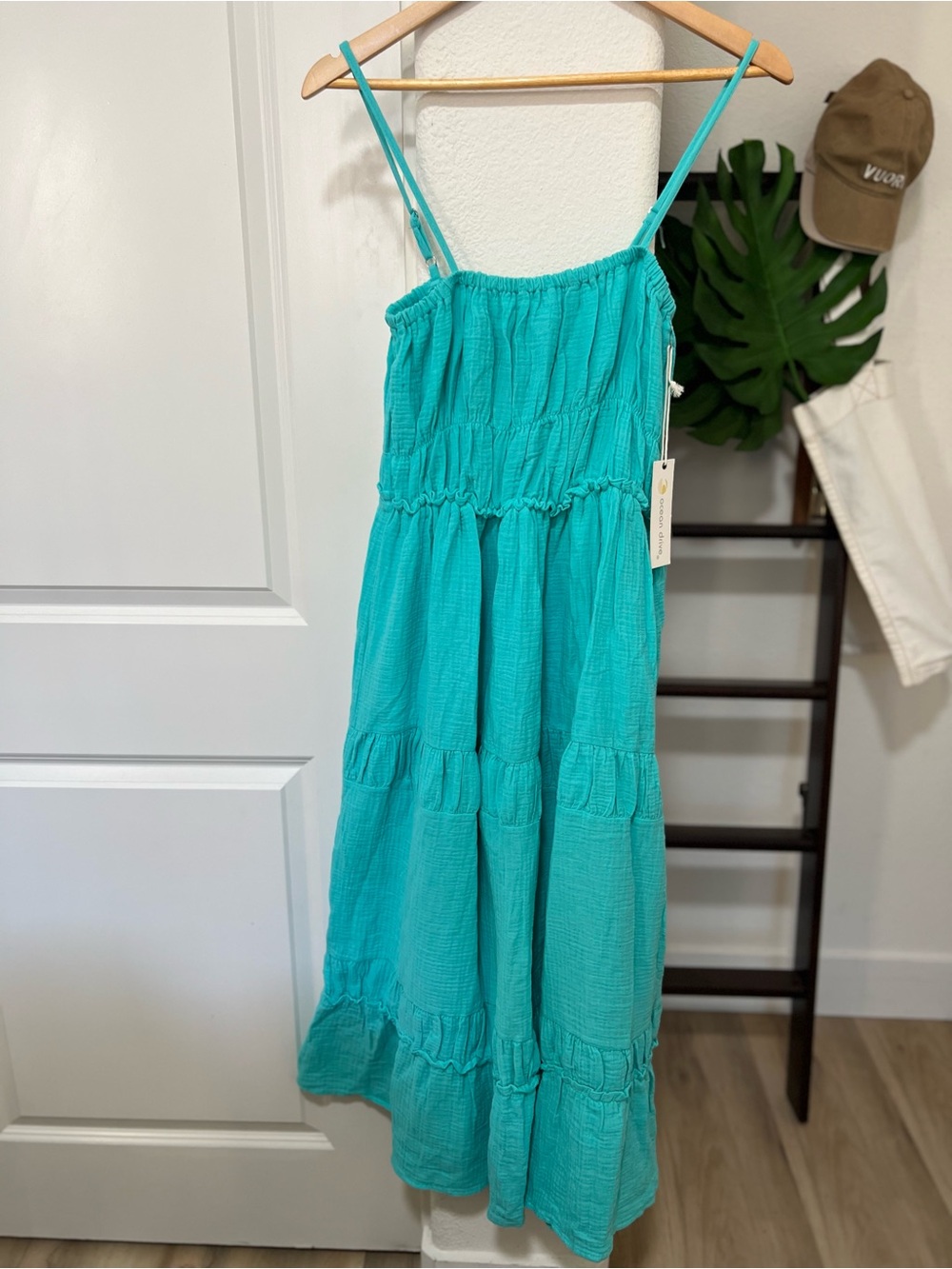 OCEAN DRIVE Clothing Teal Green Solid Gauze Maxi